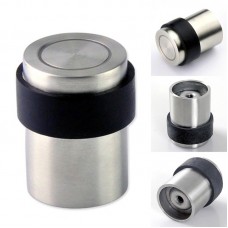 Silver Home Door Stopper Stainless Steel Stop Round Rubber Floor Protector 1pc   253789751507